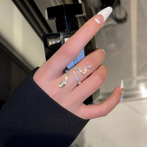 Fashion Sliver Color Cubic Zirconia Snake Ring for Women Ope