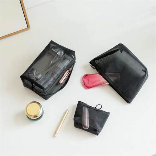 1PC Black Women Men Necessary Cosmetic Bag Transparent Trave