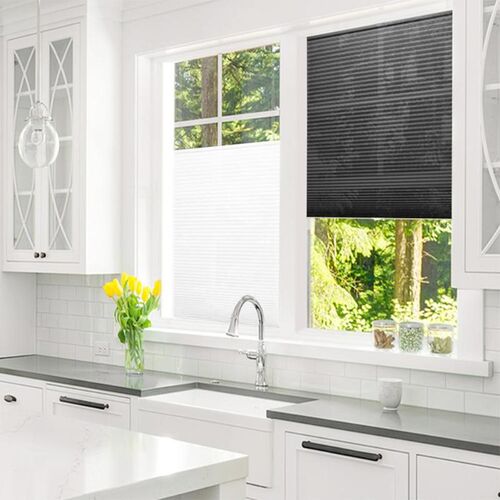 Self-Adhesive Pleated Blinds Half Blackout Windows Curtains