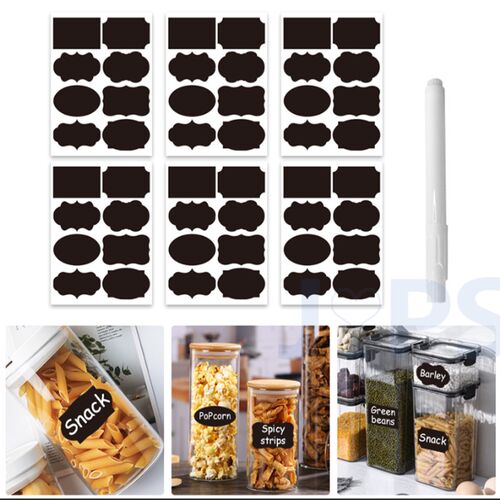 48pcs Removable Blackboard er for Spice Jar Kitchen Jars Bot