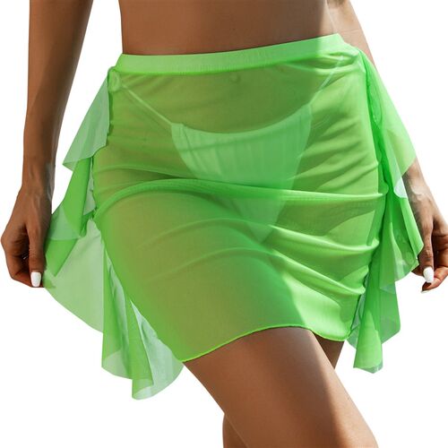 Women tassel Trim Sheer Beach Skirt ver Up Skirt Beach Wrap