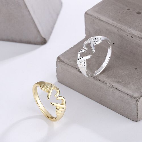 Romantic Heart Hand Hug Fashion Ring for Women Couple Jewelr