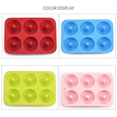 6 Holes Silicone Donut Mold Bagel Pan Non Stick Baking Heat