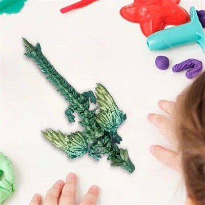 3D Printed Dragon Fidget Toy Articulated Crystal Dragon