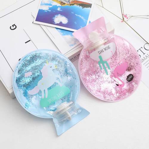 Cartoon Mini Flowing Sand Water-Filled Hand Warmer with Thic