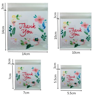 100Pcs Plastic Bags Thank you Cookie&Candy Bag Self-Adhe