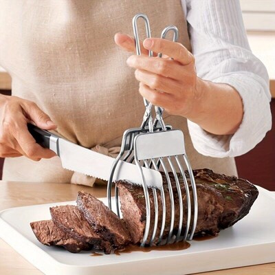 A Stainless Steel Roast Beef Cutting Clip Meat Bread Slicing