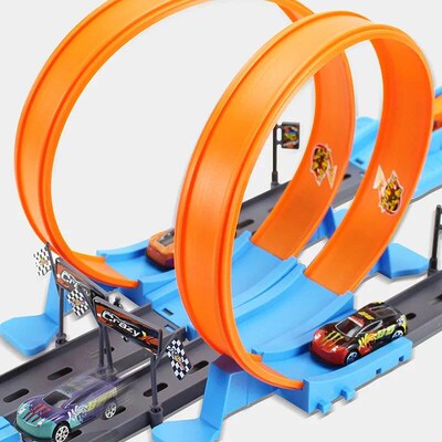 Hot Stunt Speed Double Car Wheels Model Racing Track Diy Ass