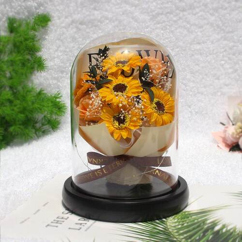 Valentines Day Soap Flower Transparent Glass ver Rose Everl