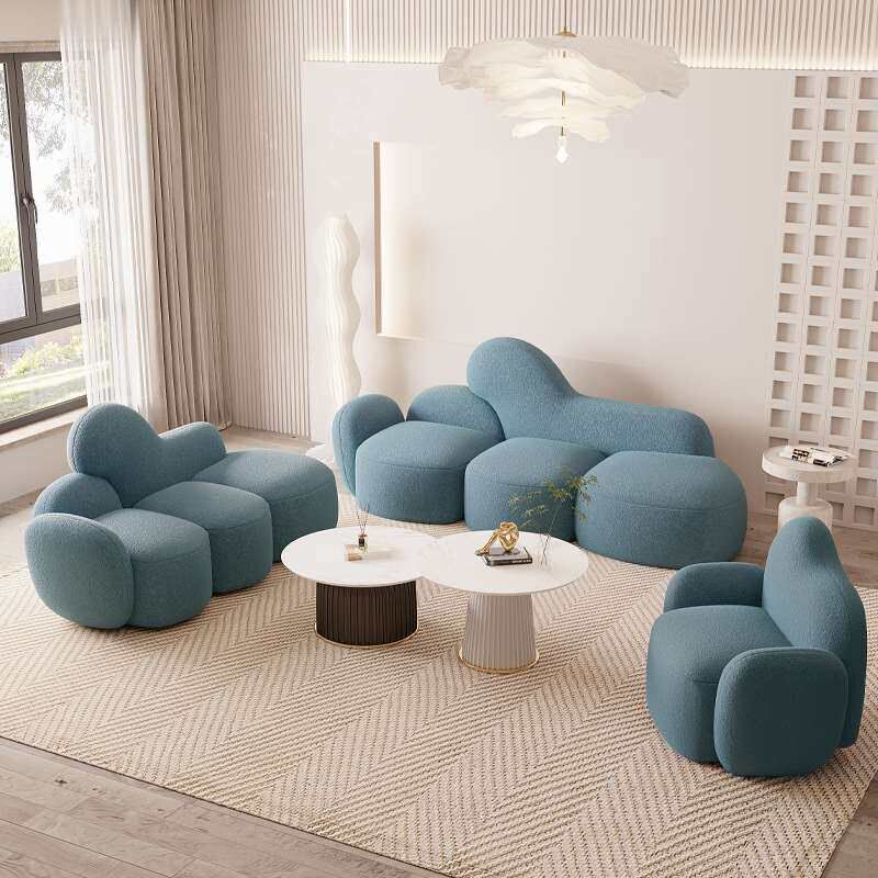 Lamb Fleece Fabric Sofa Small Apartment Living Room CREA Sty