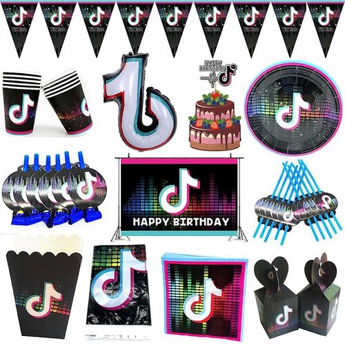 Tik Music Theme Birthday Party Decoration Tableware Paper Cu
