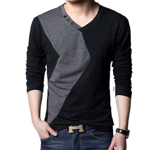 Mens Long-sleeved T-irt Faionable Spring Autumn Stitching T