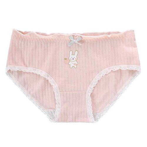 Womens Underwear Cute Cartoon Rabbit Rib Cotton Underwear G