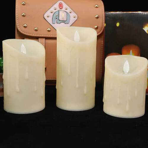 Pack of 3 Remote Control Moving Wick LED Decorative Candles