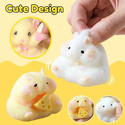 Squishy Hamster Toy with Cheese Cute Desktop Decor Funny Str