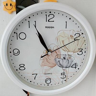 Small Wall Clock White Flower Minimalism All-match with Fram