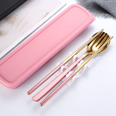 2/3PC Spoon Fork Chopsticks Cutlery Set Portable Dinnerware