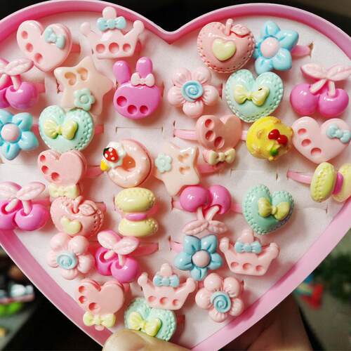 10pcs/lot Childrens Cartoon Rings Candy Flower Animal Bow S