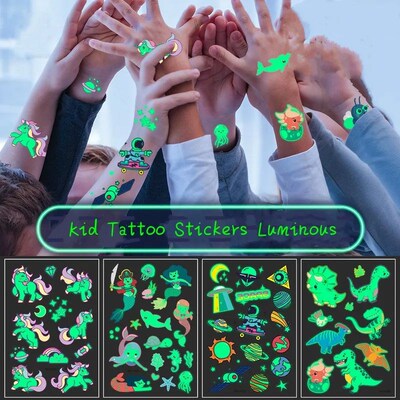 2Pcs Luminous Kid Temporary Fluorescent Glow Waterproof Tatt