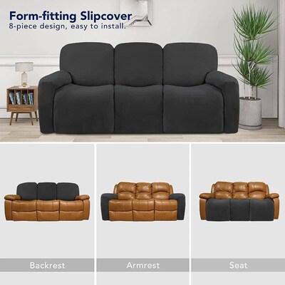 3 Seat Sretch Sectional Recliner Sofa Slipver With Elastic B
