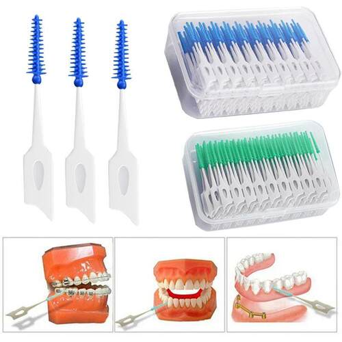 Interdental Silicone Brushes 200 Units Dental Toothpicks Bru