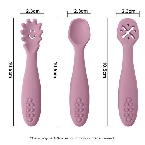 3PCS Cute Baby Learning Spoons Utensils Set Newborn Feeding