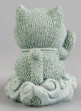 国潮青砂石猫咪茶宠精品摆件可养茶室茶桌茶台小摆件装饰器物茶玩