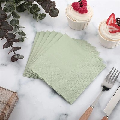 100/250PCS Sage Paper Napkin Disposable Cocktail Napkins 2 P