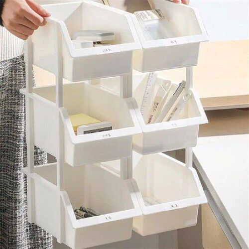 Layered Storage Box Desk Organizer Storage Box with Labels
