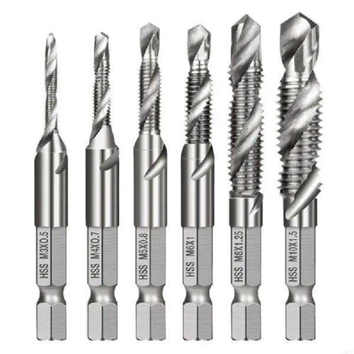 J0PC 6pcs M3-M10 Screw Tap Drill Bits HSS Taps Countersink