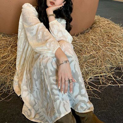 Xiao Ren Yi Rie White Jaquar Short Skirt Tea Break Frenh V-n
