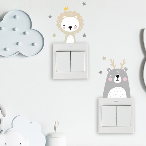 6pcs/set Boho Color Cute Smile Cartoon Animals Switch ers fo