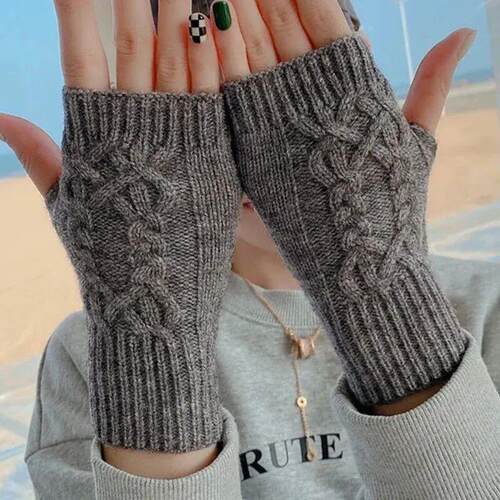 Half Finger Gloves for Women Winter Soft Warm Wool Knitting