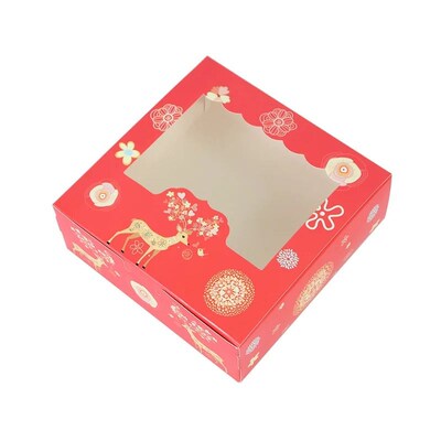 10/5Pcs Christmas Cookie Box with Window Candy Chocolate Bis