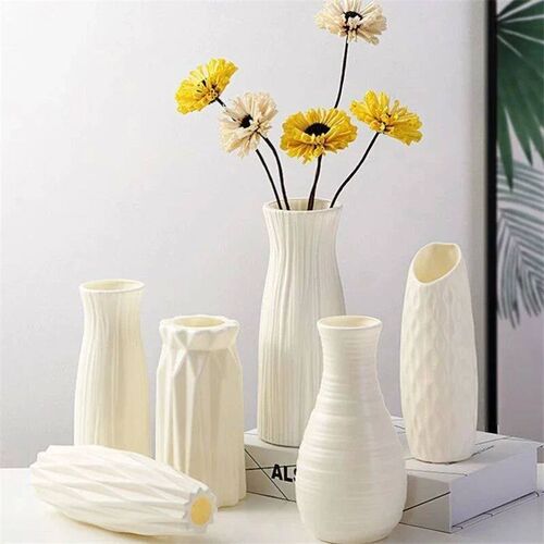 Nordic Flower Vase Imitation Ceramic Plastic Flower Vase Pot