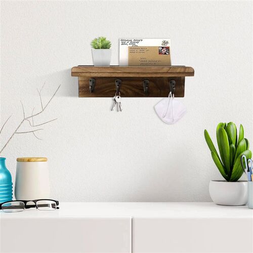 Rustic Wood Key Holder For Wall Farmhouse Wall Shelf Wall Mo