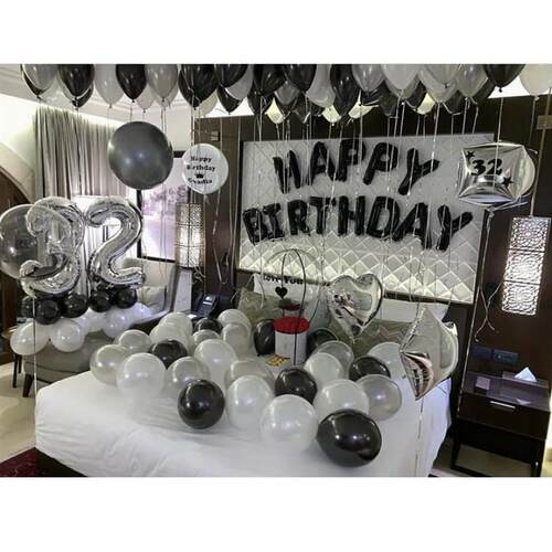Silver Black Style Foil Letter Number Balloons Baby Shower H