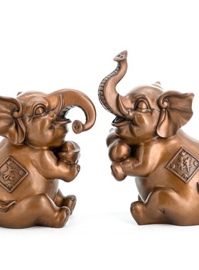 铜德堂 紫铜吉祥象中式摆件 客厅玄关家居办公室桌面装饰工艺品