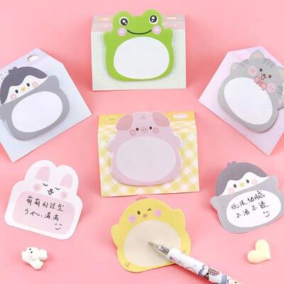 8 Piece Adhesive Kawaii Cartoon Animals Sticky Notes Notepad