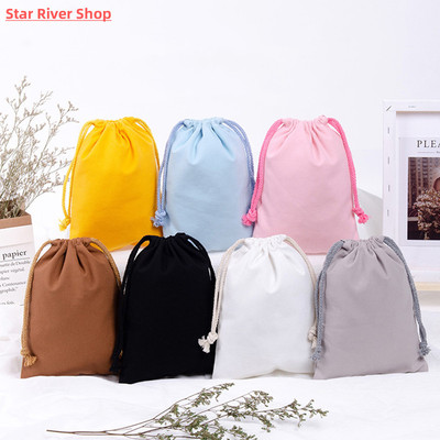 Reusable Cotton Drawstring Bags Fabric Storage Bag for Sundr