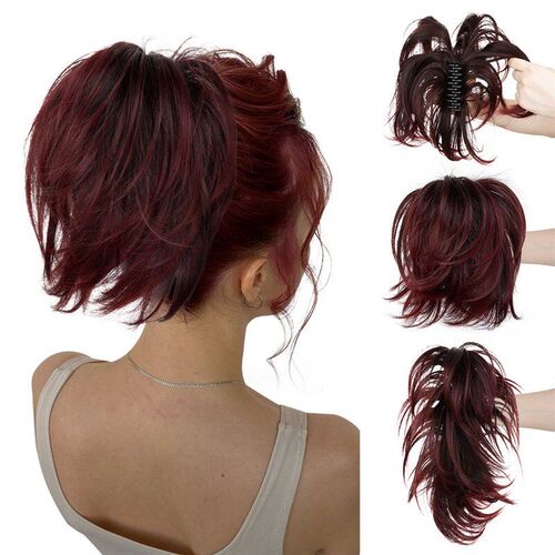 Short Curly Clipon Ponytail Adjustable Hair Ring Fluffy Hair