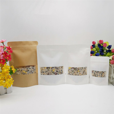 50PCS Window Standing White/Kraft Paper Bag Kraft Packaging