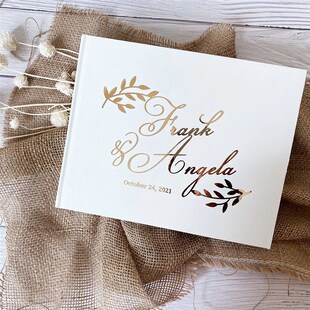 Personalised Wedding White Guest Book Custom Elegant Mr and