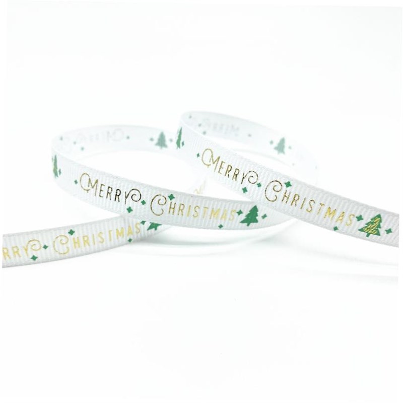 5 Yards 10mm Christmas Ribbon Printed Grosgrain Ribbons for1 - 实物图