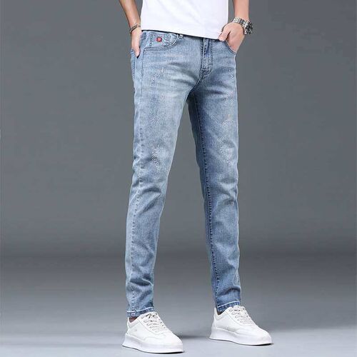 Summer Light Color Thin Slim-fit  Mens Cropped Skinny Pants