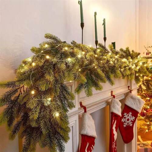 Christmas PE Cedar Garland, Xmas Vine Table Home Decoration