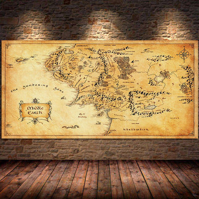 Movie Map Of Middle Earth Canvas Painting Posters and Prints