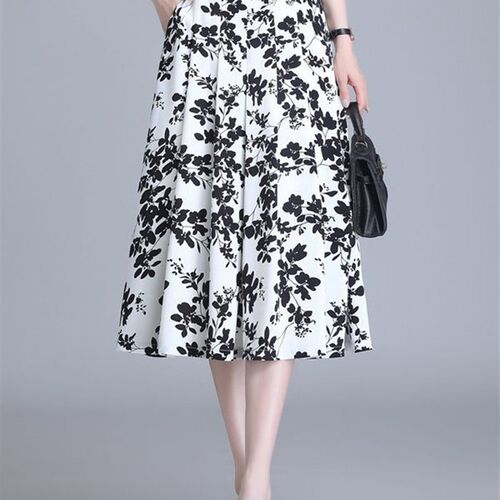 Floral skirt women summer thin color pleated skirt new thin
