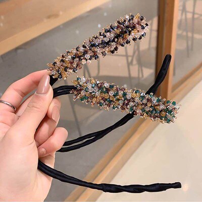 Ruoshui Woman Rhinestone Pearl Flower Hair Bun Maker DIY Hai