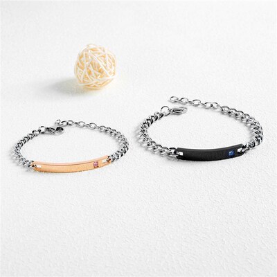 Glossy hand decoration titanium steel couple brlet diamond j